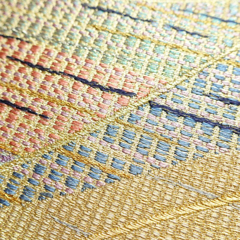 袋帯 六通柄 良品 飾り付き フォーマル用 正絹 流水・波柄 クリーム_画像7