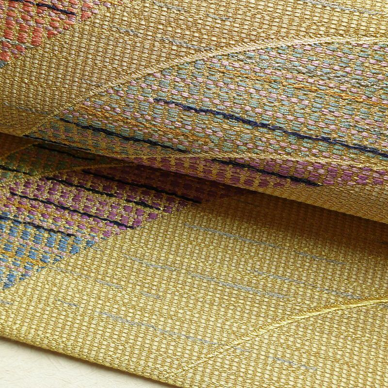 袋帯 六通柄 良品 飾り付き フォーマル用 正絹 流水・波柄 クリーム_画像8