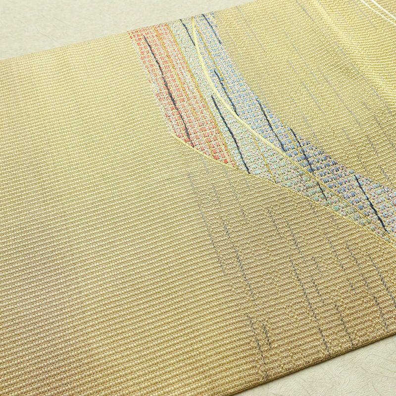 袋帯 六通柄 良品 飾り付き フォーマル用 正絹 流水・波柄 クリーム_画像18