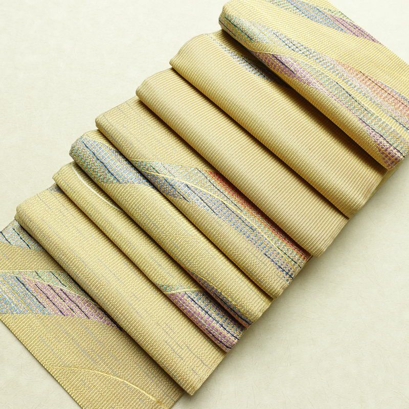 袋帯 六通柄 良品 飾り付き フォーマル用 正絹 流水・波柄 クリーム_画像20