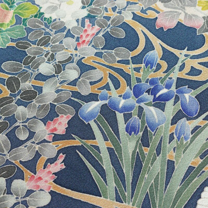 黒留袖 五つ紋付き 落款入り 縮緬 正絹 木の葉・植物柄 袷仕立て 身丈160cm 裄丈65cm 結婚式 フォーマル 黒_画像7