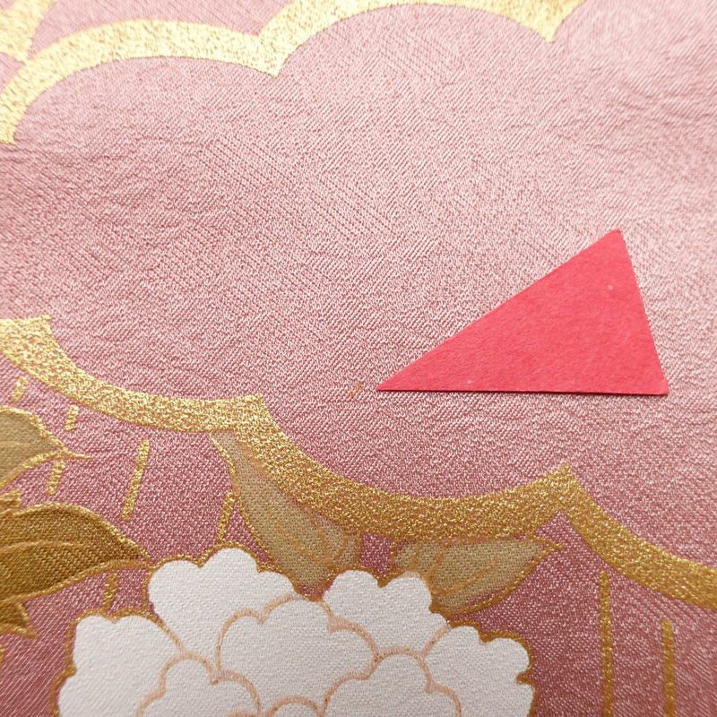 訪問着 正絹 古典柄 袷仕立て 身丈163.5cm 裄丈64.5cm 箔 金彩 ピンク_画像12