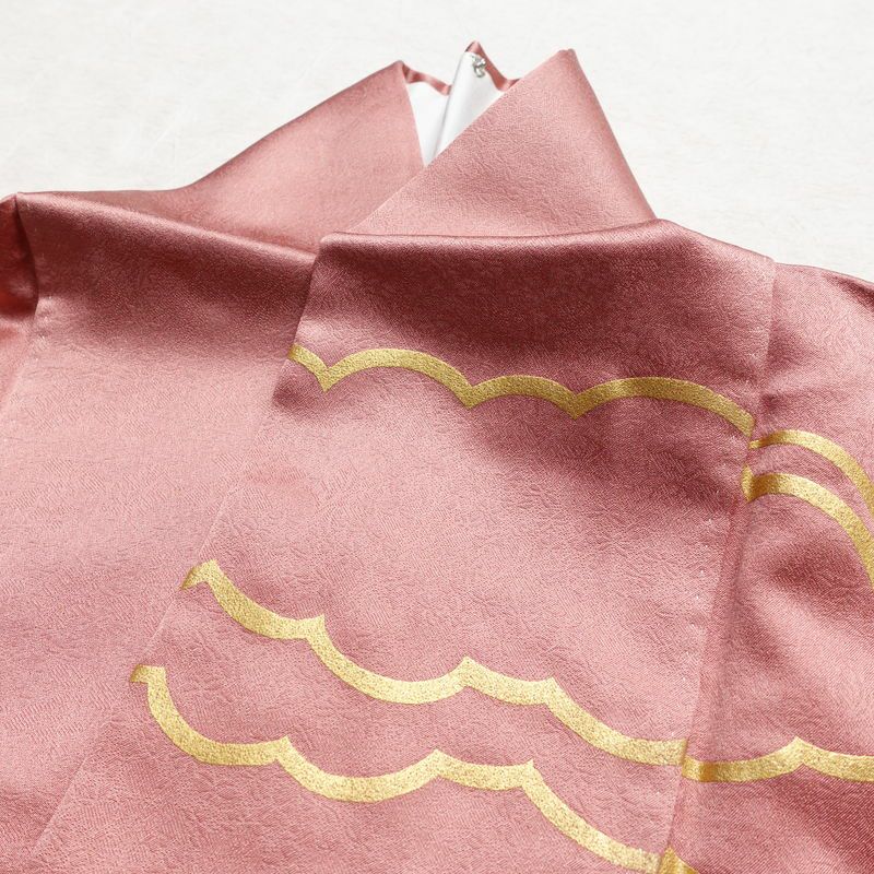 訪問着 正絹 古典柄 袷仕立て 身丈163.5cm 裄丈64.5cm 箔 金彩 ピンク_画像18