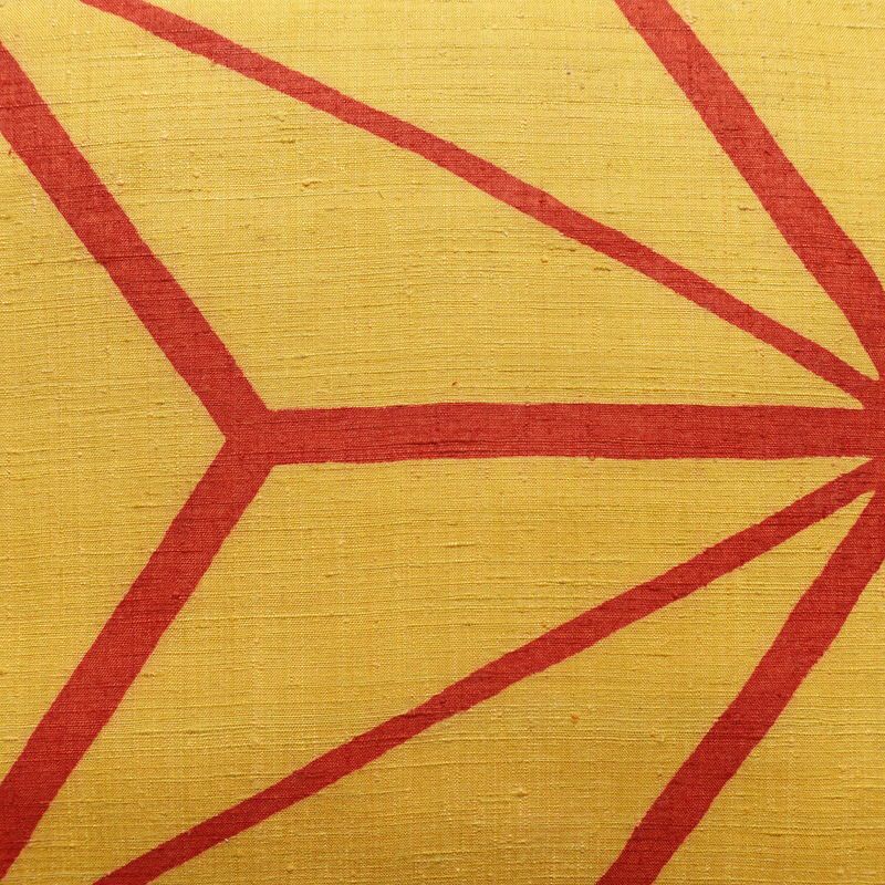 名古屋帯 全通柄 正絹 麻の葉柄 名古屋仕立て モダン 赤・朱_画像2