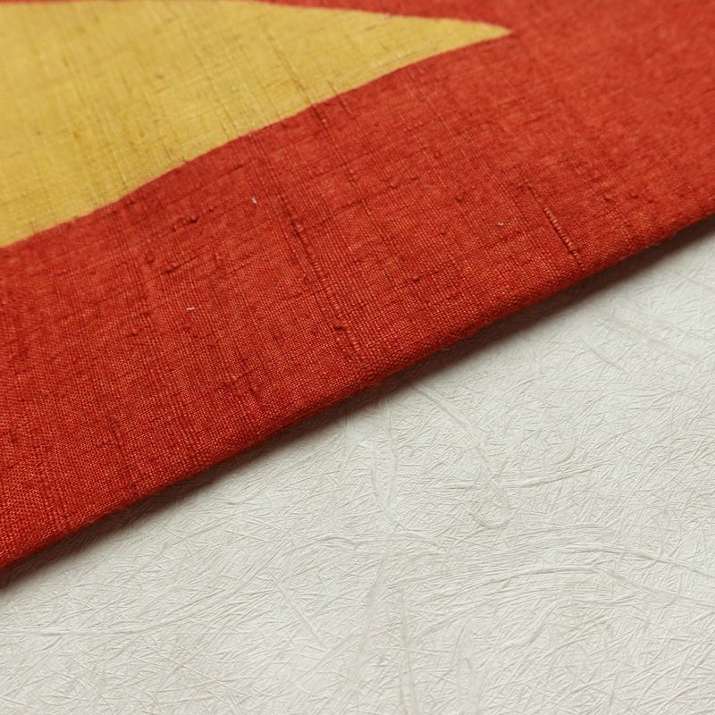 名古屋帯 全通柄 正絹 麻の葉柄 名古屋仕立て モダン 赤・朱_画像13