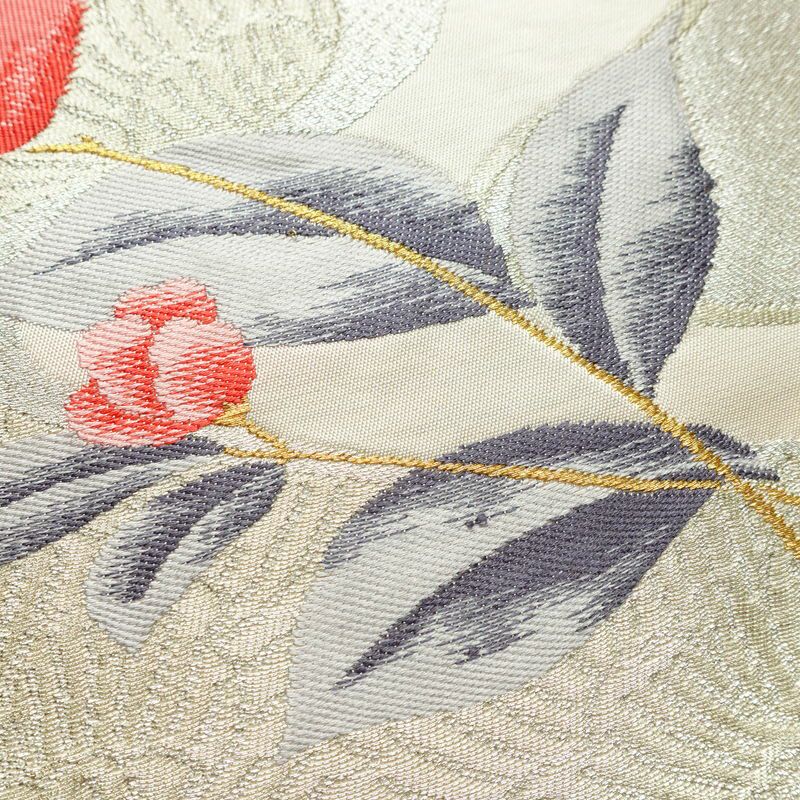 名古屋帯 太鼓柄 正絹 花柄 名古屋仕立て ピンク_画像4