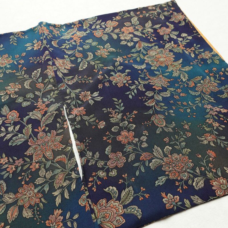 小紋 総柄 正絹 花柄 袷仕立て 身丈149cm 裄丈64cm 青・紺_画像10