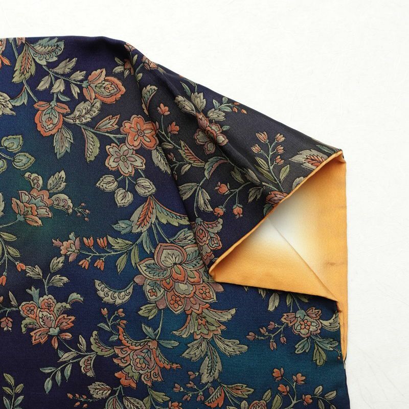 小紋 総柄 正絹 花柄 袷仕立て 身丈149cm 裄丈64cm 青・紺_画像11