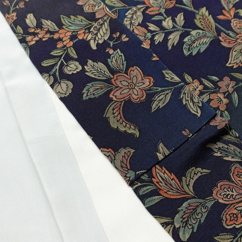 小紋 総柄 正絹 花柄 袷仕立て 身丈149cm 裄丈64cm 青・紺_画像17