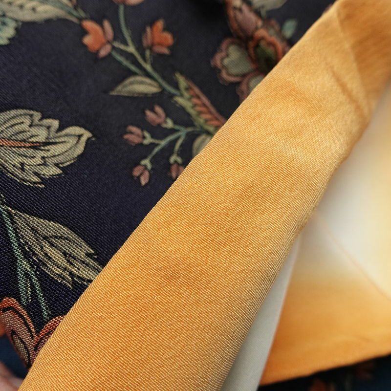 小紋 総柄 正絹 花柄 袷仕立て 身丈149cm 裄丈64cm 青・紺_画像21