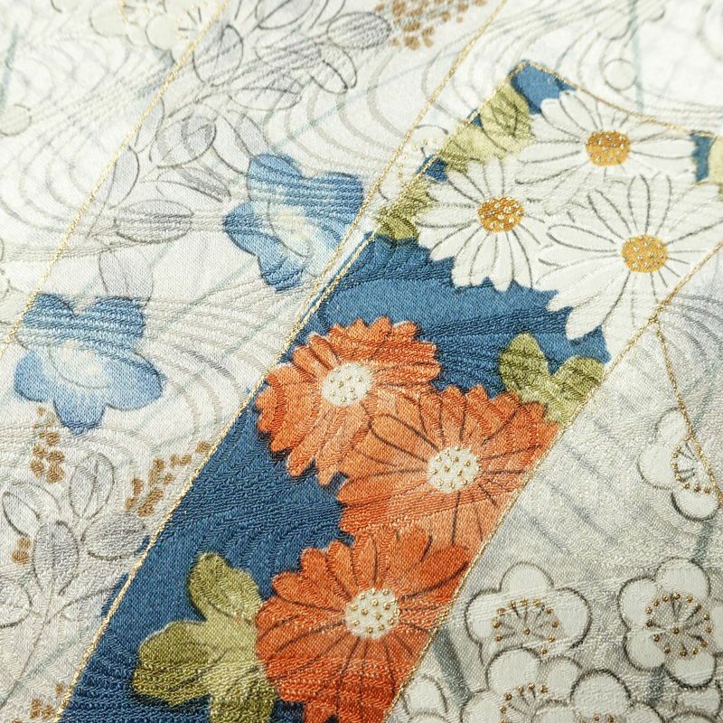 小紋 正絹 古典柄 袷仕立て 身丈165cm 裄丈65.5cm 箔 熨斗目 金彩 白_画像7