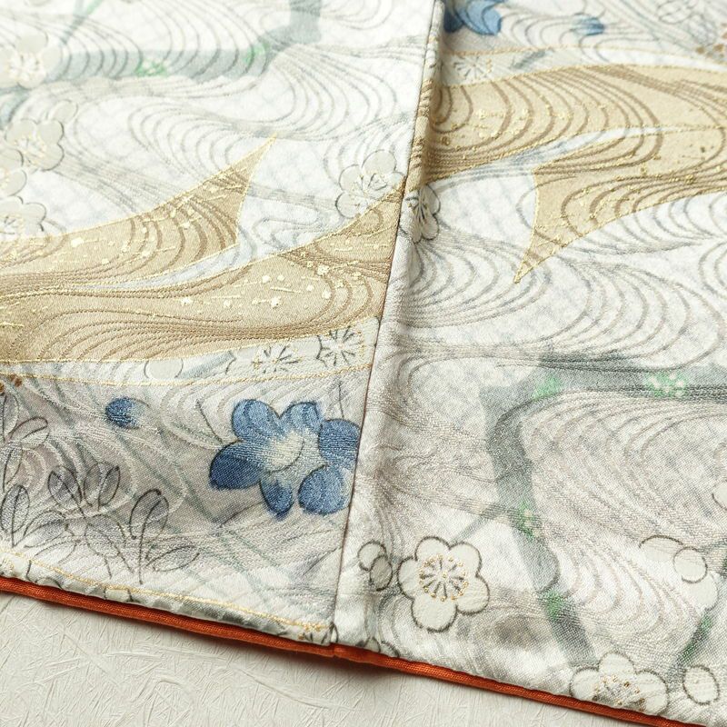 小紋 正絹 古典柄 袷仕立て 身丈165cm 裄丈65.5cm 箔 熨斗目 金彩 白_画像11