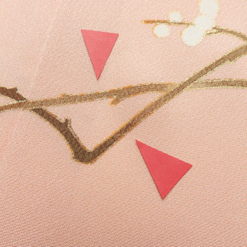 訪問着 縮緬 正絹 古典柄 袷仕立て 身丈160cm 裄丈69cm 箔 梅 菊 萩 ピンク_画像13