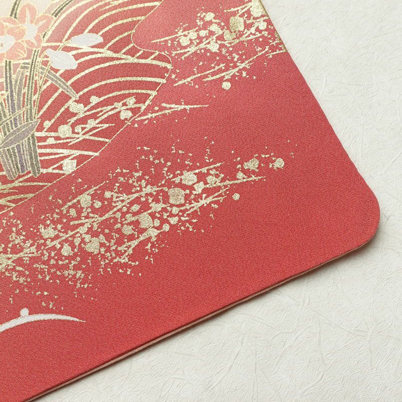 訪問着 縮緬 正絹 古典柄 袷仕立て 身丈160cm 裄丈69cm 箔 梅 菊 萩 ピンク_画像15