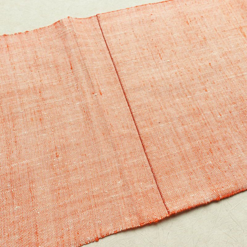 名古屋帯 紬地 太鼓柄 美品 正絹 幾何学柄・抽象柄 松葉仕立て 橙_画像17