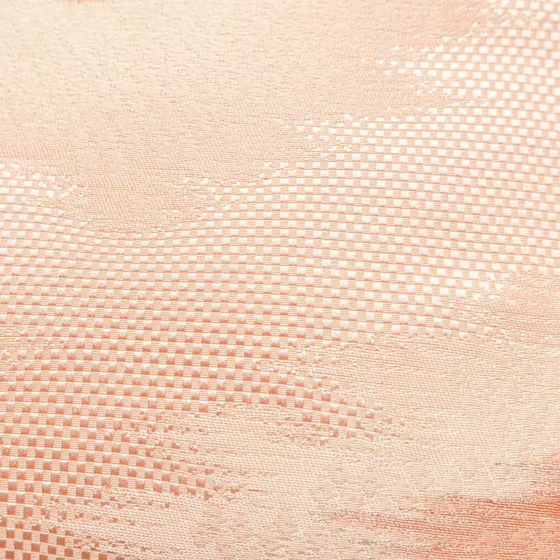 名古屋帯 太鼓柄 正絹 幾何学柄・抽象柄 名古屋仕立て 銀糸 ピンク_画像4