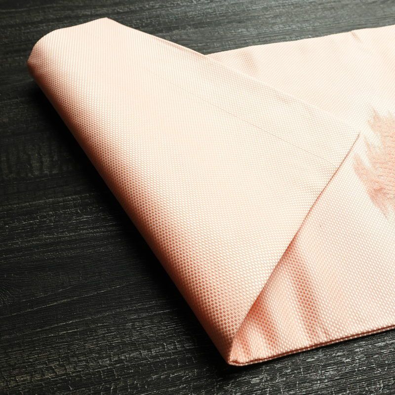 名古屋帯 太鼓柄 正絹 幾何学柄・抽象柄 名古屋仕立て 銀糸 ピンク_画像9