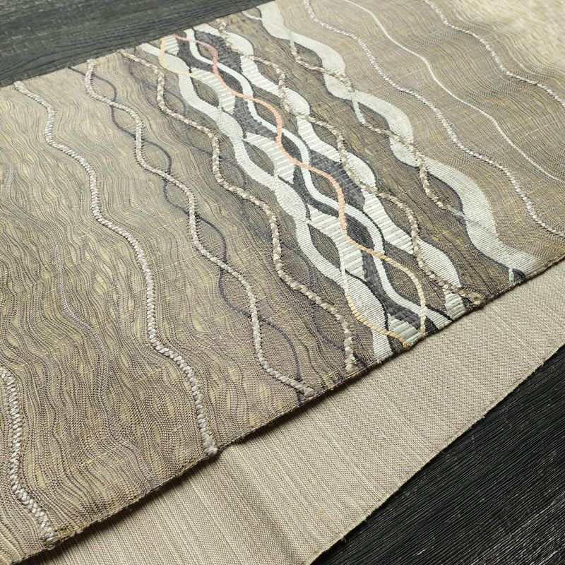 袋帯 すくい織 太鼓柄 美品 一般用 正絹 流水・波柄 ベージュ_画像11