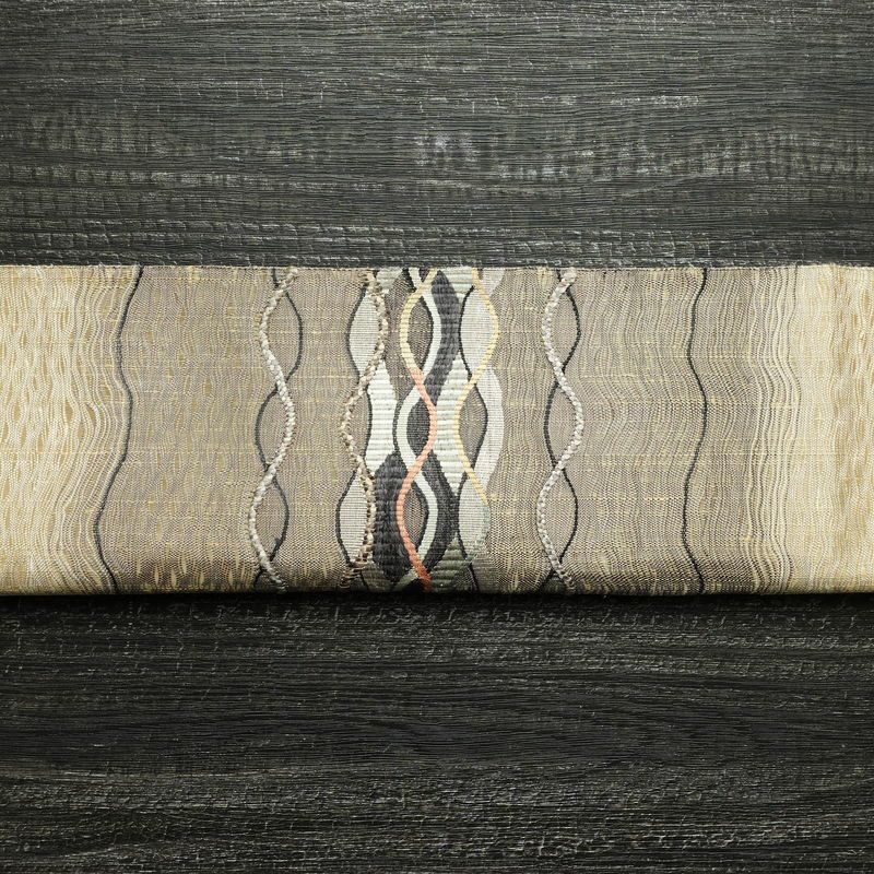 袋帯 すくい織 太鼓柄 美品 一般用 正絹 流水・波柄 ベージュ_画像15