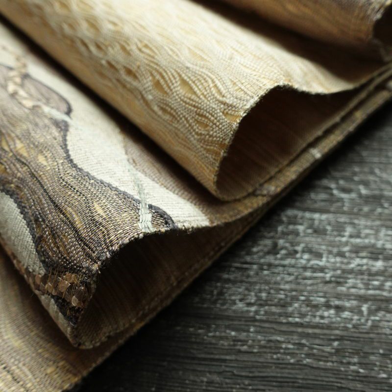 袋帯 すくい織 太鼓柄 美品 一般用 正絹 流水・波柄 ベージュ_画像18