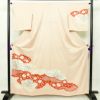 付け下げ 良品 しつけ糸付き 絞り 一つ紋付き 正絹 花柄 袷仕立て 身丈162cm 裄丈65cm ピンク_画像1