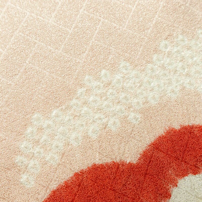 付け下げ 良品 しつけ糸付き 絞り 一つ紋付き 正絹 花柄 袷仕立て 身丈162cm 裄丈65cm ピンク_画像20