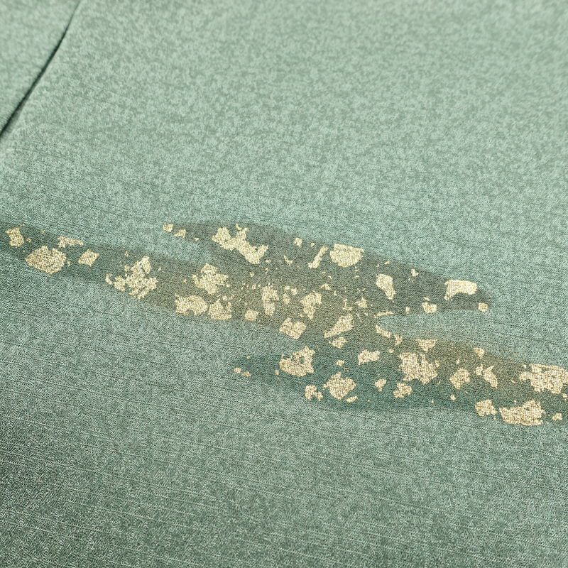 付け下げ 良品 スワトウ刺繍 正絹 古典柄 袷仕立て 身丈158cm 裄丈68.5cm 箔 刺繍 緑・うぐいす色_画像17