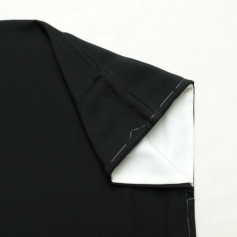 黒留袖 美品 五つ紋付き 桃山蒔絵 落款入り しつけ糸付き 縮緬 正絹 古典柄 袷仕立て 身丈170.5cm 裄丈70.5cm 箔 金彩 黒_画像14