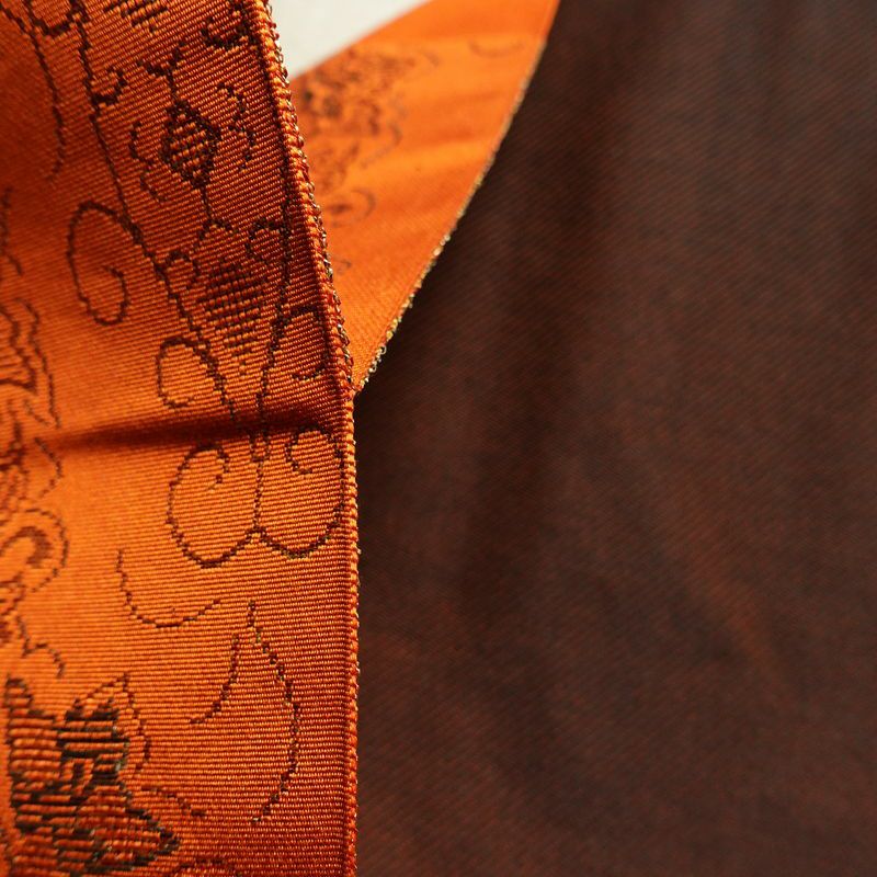 名古屋帯 六通柄 超美品 正絹 幾何学柄・抽象柄 松葉仕立て 橙_画像17