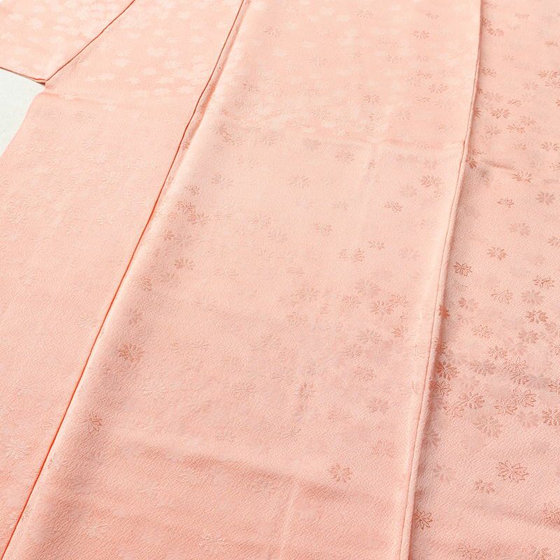 色無地 一つ紋付き 正絹 花柄 袷仕立て 身丈150.5cm 裄丈64cm ピンク_画像5
