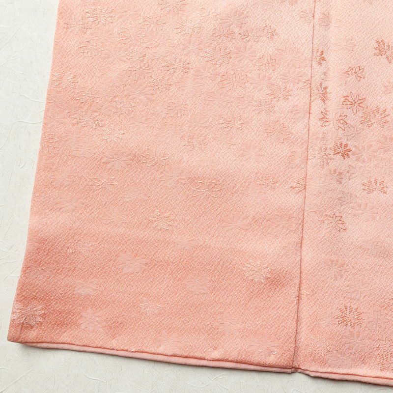 色無地 一つ紋付き 正絹 花柄 袷仕立て 身丈150.5cm 裄丈64cm ピンク_画像10