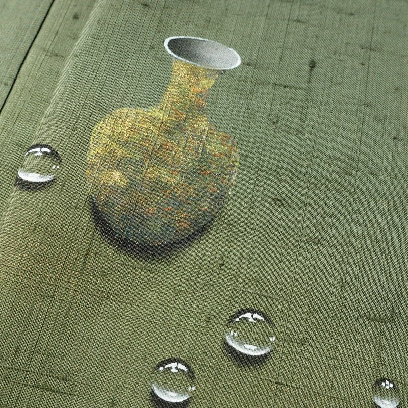 付け下げ 紬地 落款入り しつけ糸付き 正絹 その他の柄 袷仕立て 身丈166cm 裄丈70cm 箔 緑・うぐいす色_画像6