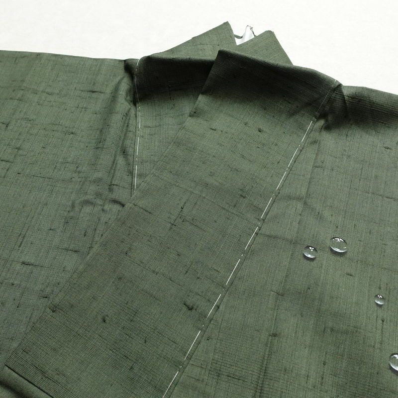 付け下げ 紬地 落款入り しつけ糸付き 正絹 その他の柄 袷仕立て 身丈166cm 裄丈70cm 箔 緑・うぐいす色_画像15