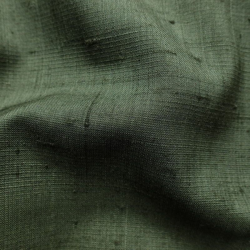 付け下げ 紬地 落款入り しつけ糸付き 正絹 その他の柄 袷仕立て 身丈166cm 裄丈70cm 箔 緑・うぐいす色_画像21