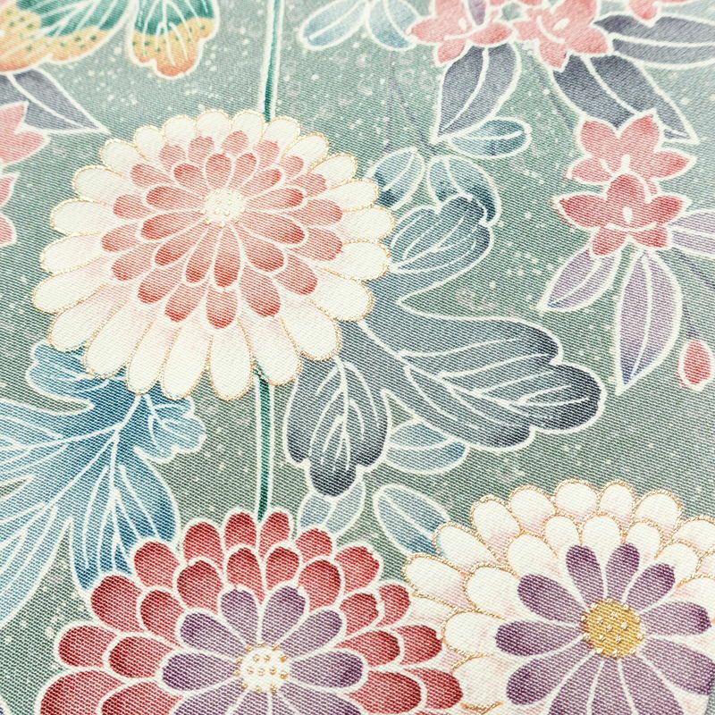 小紋 縮緬 正絹 袷仕立て 身丈161.5cm 裄丈65cm 金彩 多色使い_画像8