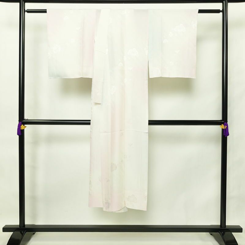 長襦袢 正絹 花柄 袖無双・胴抜き ぼかし 身丈137cm 裄丈67.5cm ピンク_画像2