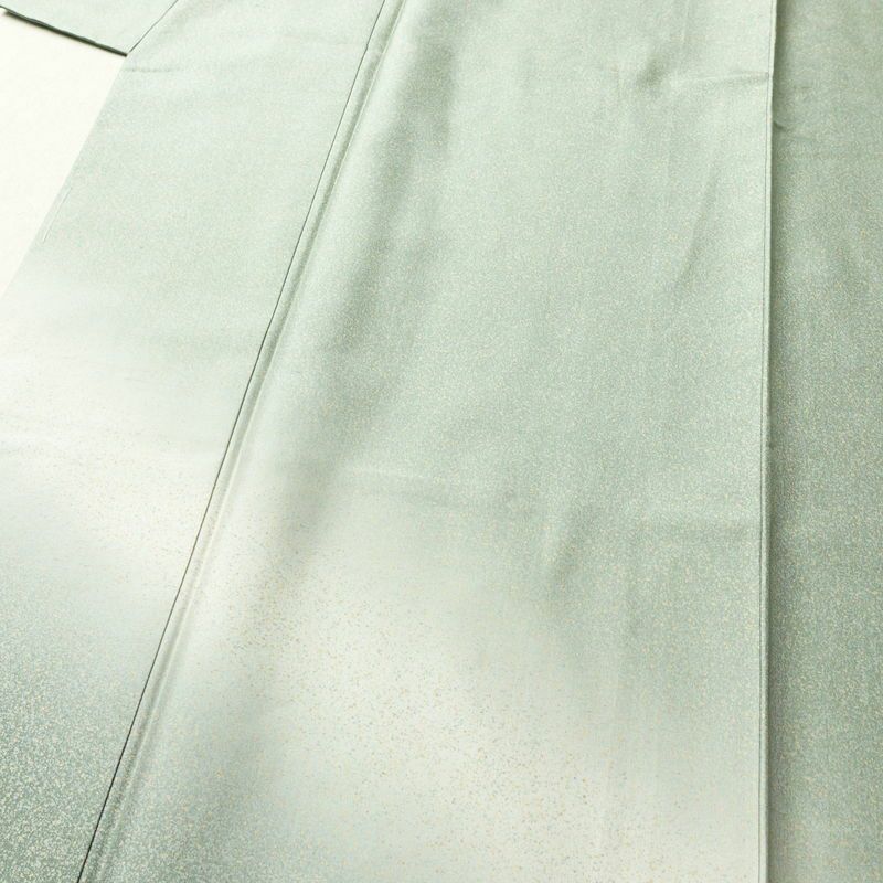 付け下げ 美品 しつけ糸付き 紬地 正絹 その他の柄 袷仕立て 身丈173.5cm 裄丈70cm 緑・うぐいす色_画像5