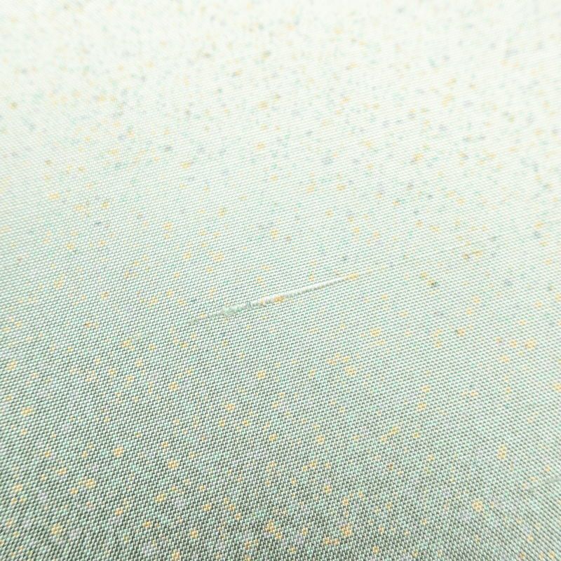 付け下げ 美品 しつけ糸付き 紬地 正絹 その他の柄 袷仕立て 身丈173.5cm 裄丈70cm 緑・うぐいす色_画像10