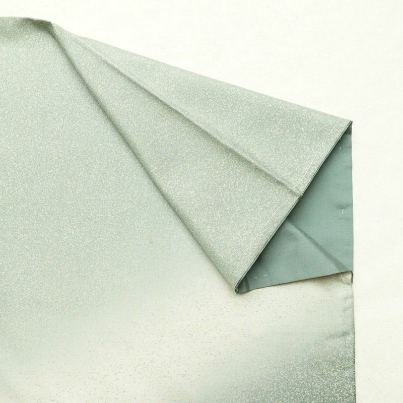 付け下げ 美品 しつけ糸付き 紬地 正絹 その他の柄 袷仕立て 身丈173.5cm 裄丈70cm 緑・うぐいす色_画像12