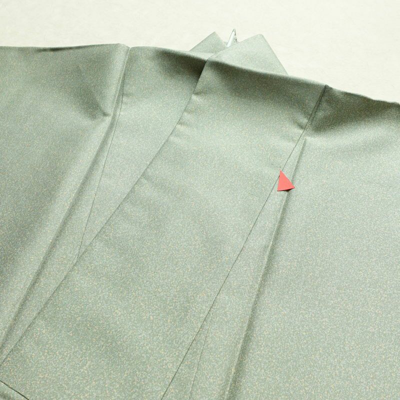 付け下げ 美品 しつけ糸付き 紬地 正絹 その他の柄 袷仕立て 身丈173.5cm 裄丈70cm 緑・うぐいす色_画像14