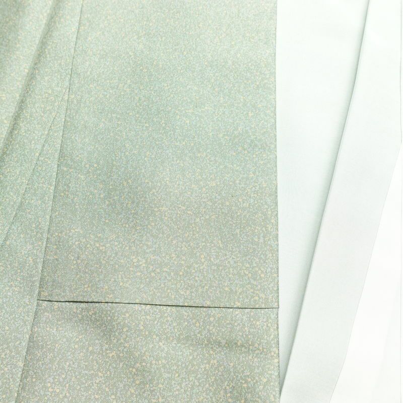 付け下げ 美品 しつけ糸付き 紬地 正絹 その他の柄 袷仕立て 身丈173.5cm 裄丈70cm 緑・うぐいす色_画像16