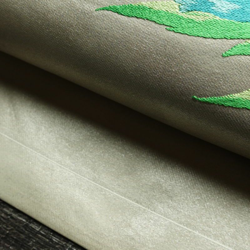 名古屋帯 太鼓柄 正絹 花柄 名古屋仕立て 刺繍 白_画像6