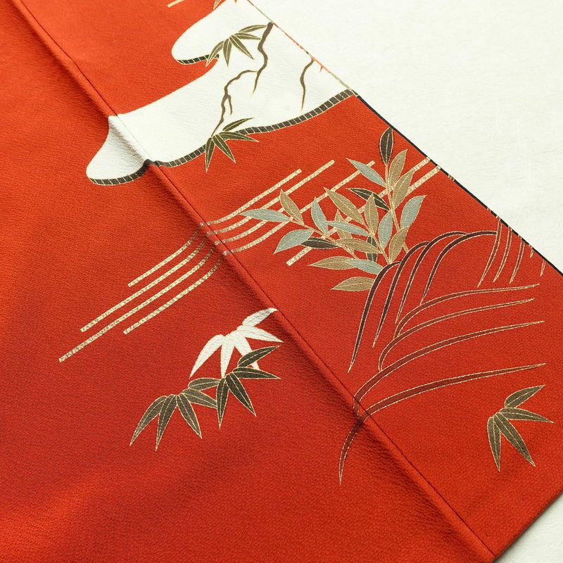 振袖 良品 金駒刺繍 正絹 風景柄 袷仕立て 身丈172cm 裄丈71cm 箔 金彩 モダン 成人式 黒_画像19