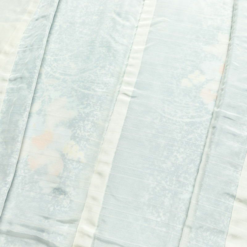 小紋 しつけ糸付き ポリエステル 花柄 袷仕立て 身丈157.5cm 裄丈65cm 青・紺_画像15