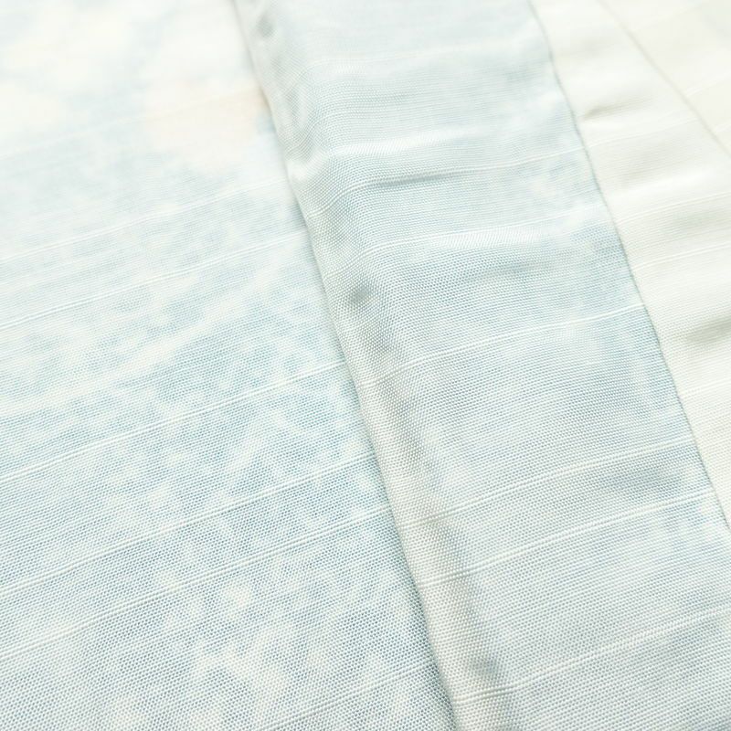 小紋 しつけ糸付き ポリエステル 花柄 袷仕立て 身丈157.5cm 裄丈65cm 青・紺_画像16