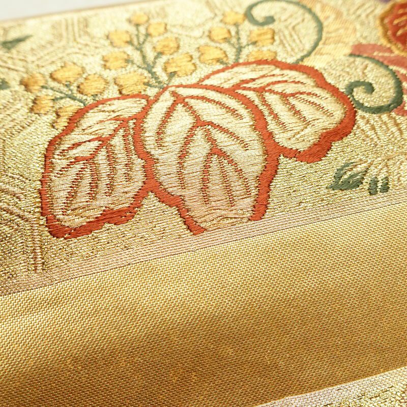 袋帯 鏤金 六通柄 美品 フォーマル用 正絹 古典柄 箔 金糸 帯 金・銀_画像7