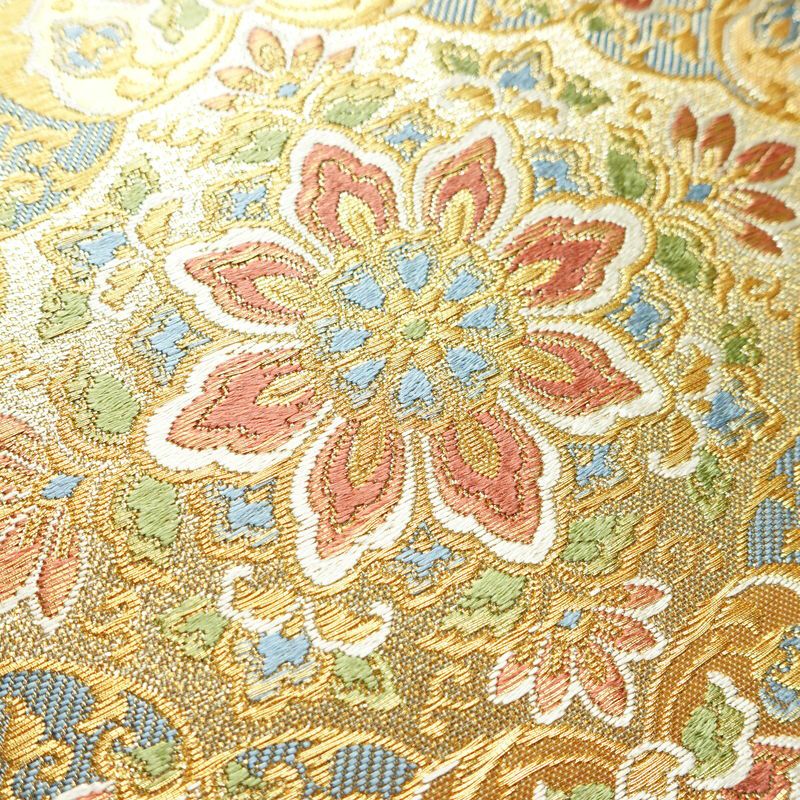 袋帯 西陣織 六通柄 良品 証紙あり フォーマル用 正絹 幾何学柄・抽象柄 箔 金糸 帯 クリーム_画像4