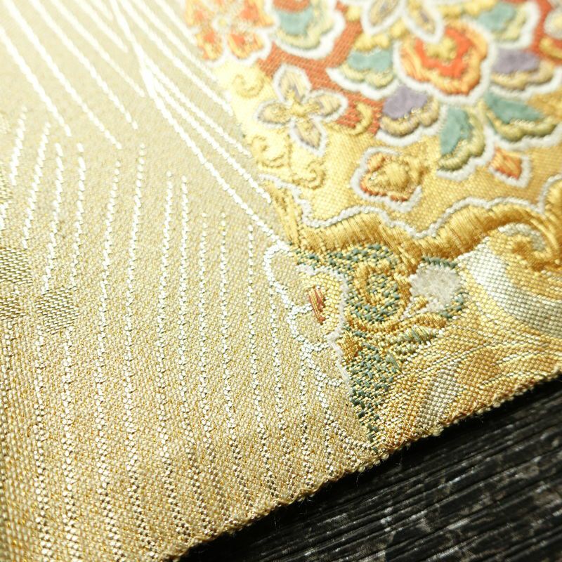 袋帯 西陣織 六通柄 良品 証紙あり フォーマル用 正絹 幾何学柄・抽象柄 箔 金糸 帯 クリーム_画像16