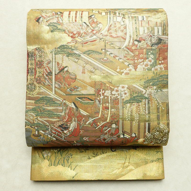 袋帯 太鼓柄 フォーマル用 正絹 人物・動物柄 箔 帯 金・銀_画像1