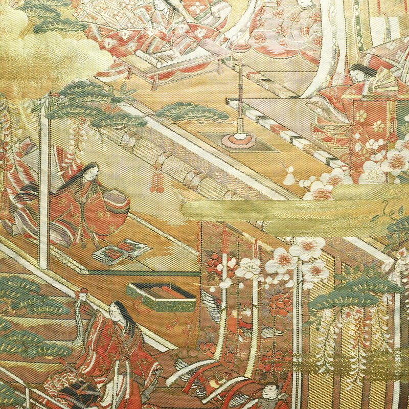 袋帯 太鼓柄 フォーマル用 正絹 人物・動物柄 箔 帯 金・銀_画像2